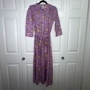 DRA Cotton Anthropologie Floral‎ Purple Women's Dress medium